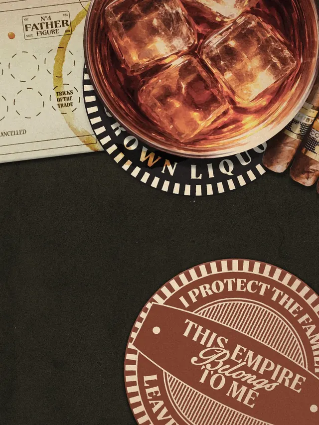 Distressed whiskey seal packaging, retro, warm