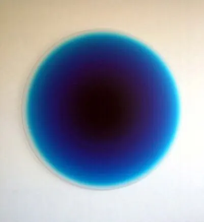 Radial gradient sphere illustration, gradient-heavy, abstract, cool