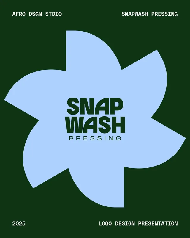 Snapwash Pressing organic badge logo, minimal, organic, dark