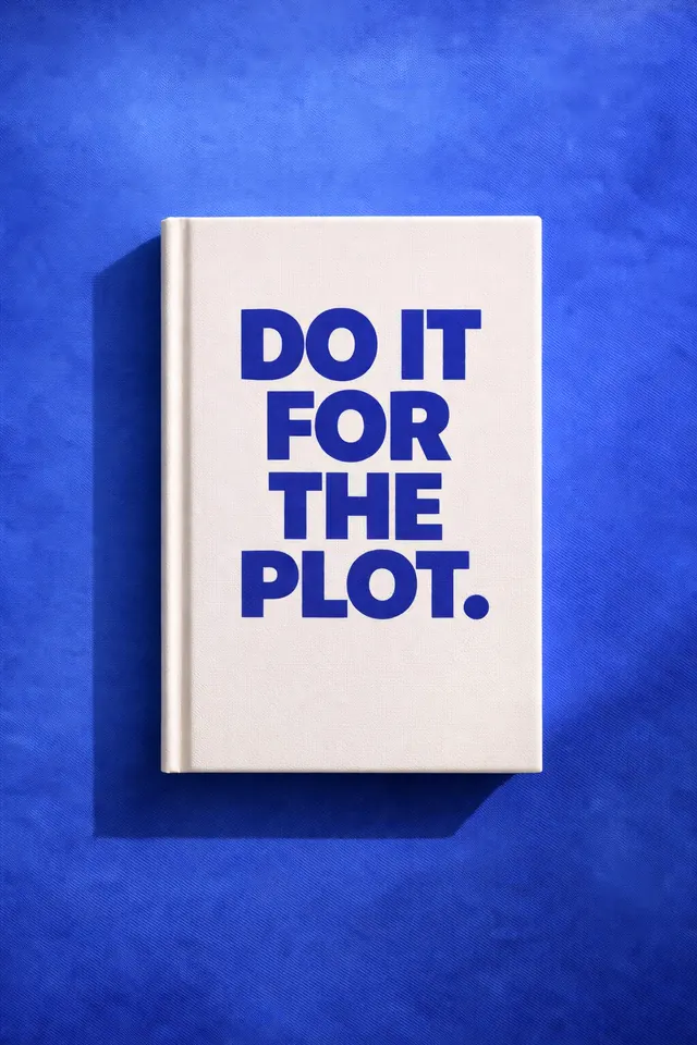 Bold all-caps book cover with cyan and royal-blue split, minimal, editorial, light