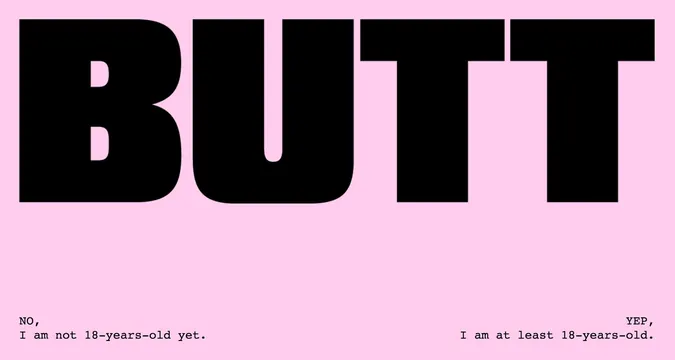 BUTT Wordmark Design, brutalist, minimal, high-contrast