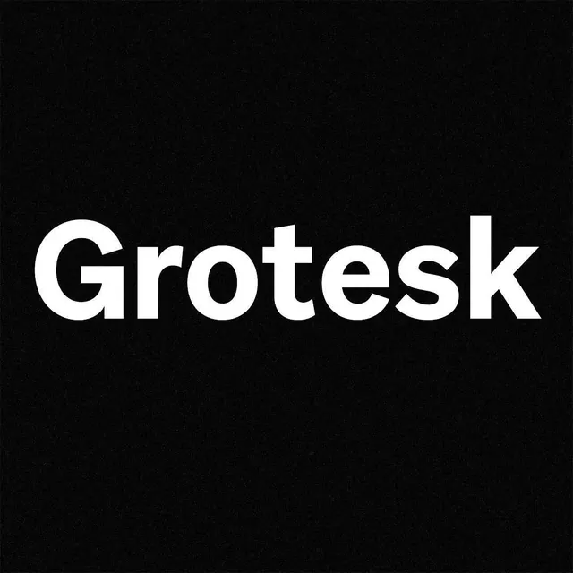 Grotesk Wordmark, minimal, swiss, dark