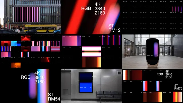 Netflix stream branding board, gradient-heavy, minimal, dark