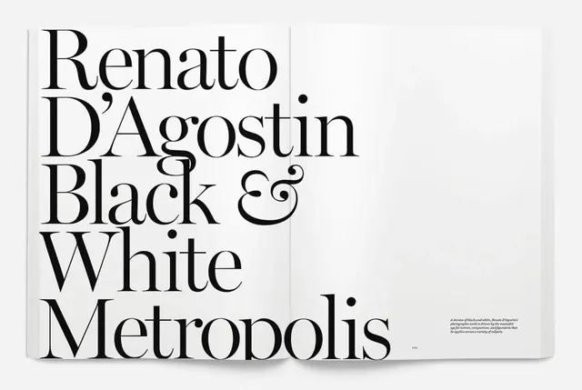 Renato D'Agostin Black & White Metropolis Wordmark, minimal, swiss, monochrome