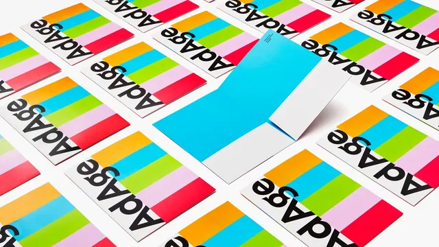 AdAge striped folder identity grid, maximalist, geometric, vibrant