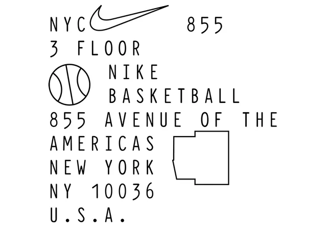 Nike Basketball HQ wayfinding graphic, minimal, swiss, light