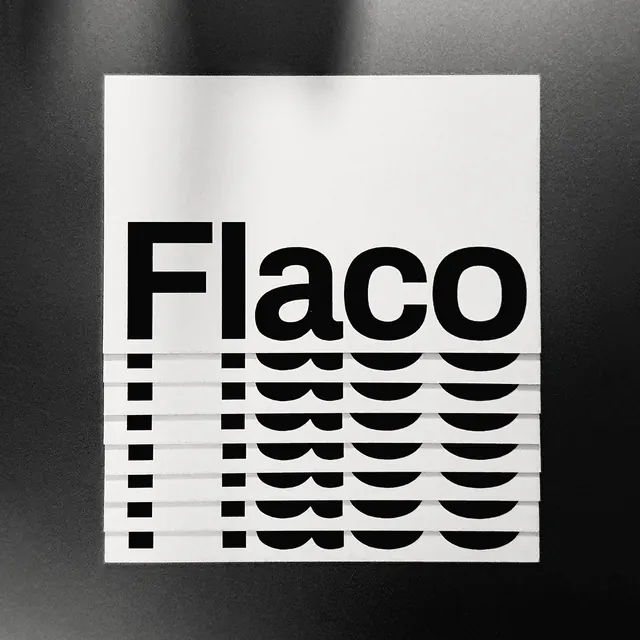 Flaco stacked business cards, minimal, swiss, monochrome