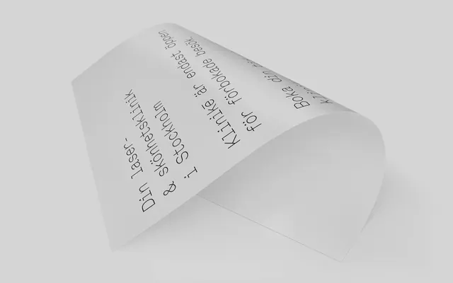 Klinikē Stockholm curled paper mockup, minimal, swiss, light