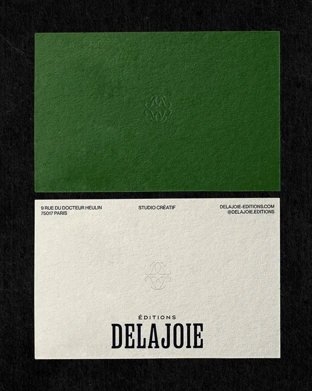Éditions Delajoe stationery cards, minimal, luxury, dark