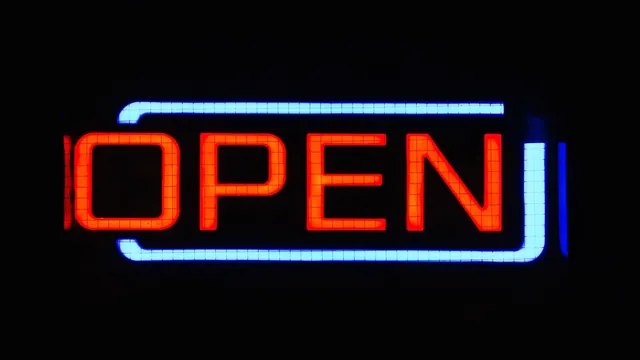 Neon Open Sign Wordmark, minimal, dark-mode, dark