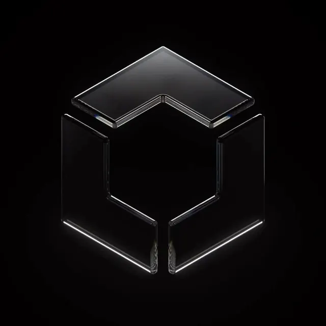 Geometric Hexagon Logo, 3d-render, minimal, dark