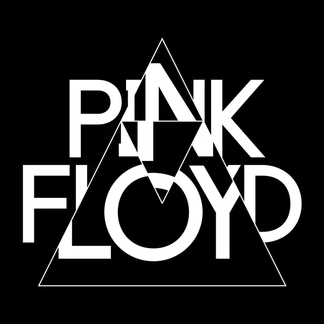 Pink Floyd Typography and Triangle Graphic, minimal, geometric, monochrome