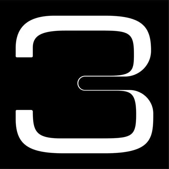 Stylized Number 3 Logo, minimal, geometric, high-contrast