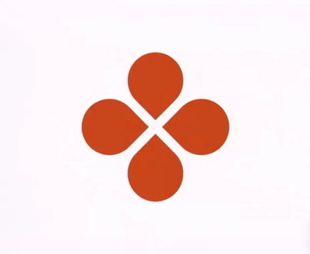 Orange four petal logo mark, minimal, geometric, vibrant