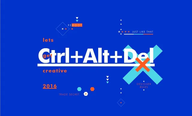 Ctrl+Alt+Del Creative Identity, neo-brutalist, geometric, vibrant