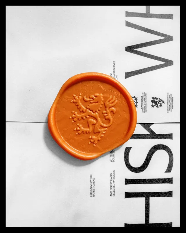 Orange Embossed Seal with Typography, minimal, editorial, high-contrast