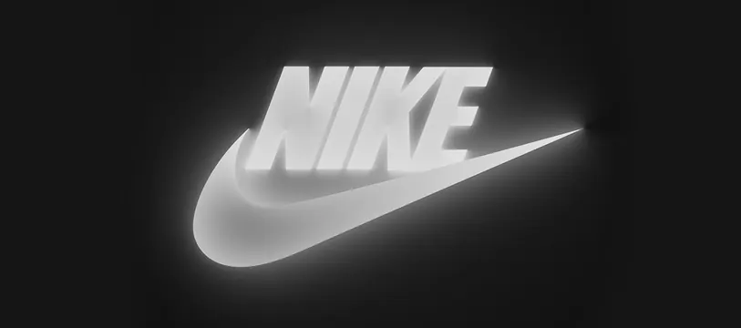 Nike Logo Glow, 3d-render, minimal, monochrome