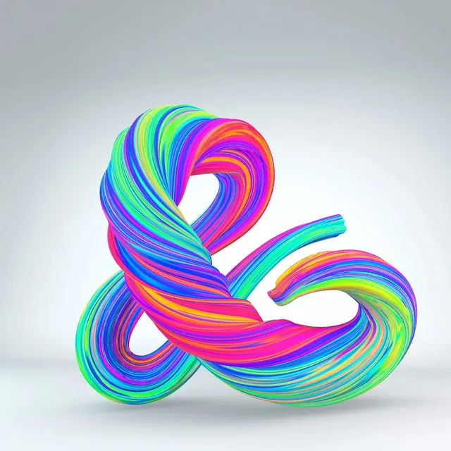 Abstract Ribbon Logo, 3d-render, gradient-heavy, vibrant