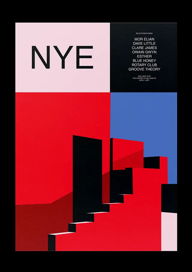 NYE Geometric Identity, brutalist, geometric, high-contrast