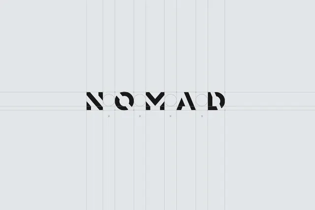 NOMAD geometric wordmark, minimal, geometric, light