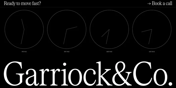 Garriock & Co. Clock Visuals, minimal, dark-mode, dark