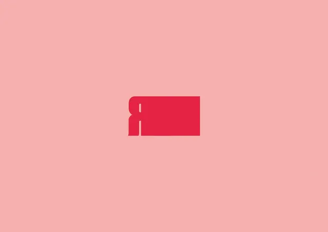 Red Abstract Logo on Pink Background