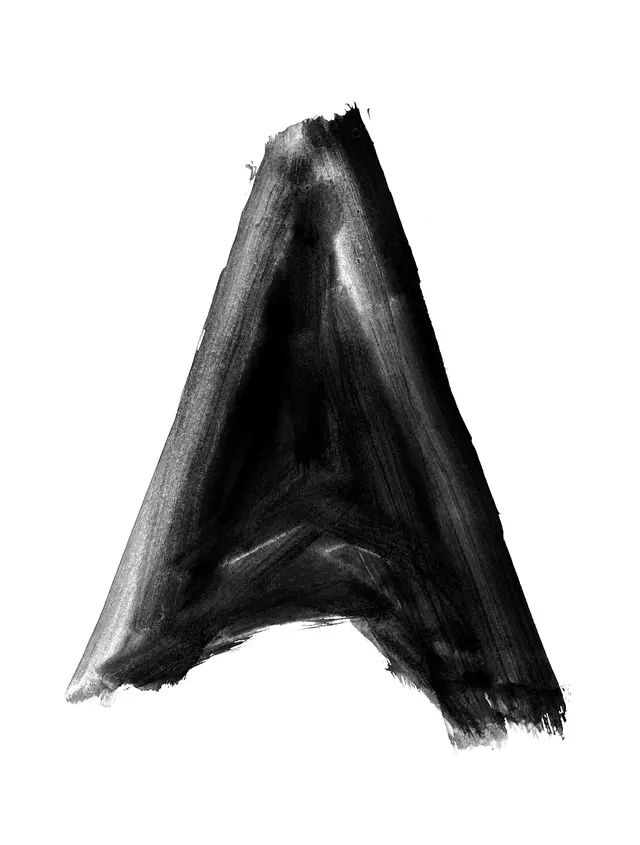 Abstract Brushstroke Letter A, minimal, abstract, monochrome