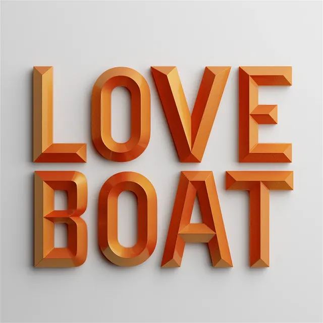 LOVE BOAT Wordmark, 3d-render, geometric, vibrant