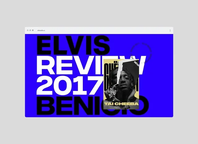 Elvis Review 2017 Branding, neo-brutalist, maximalist, vibrant