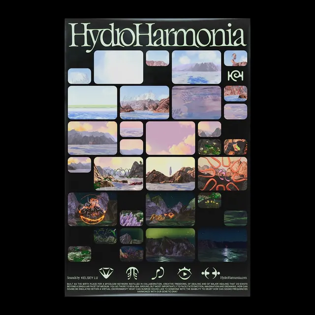 HydroHarmonia Visual Identity Grid, minimal, swiss, dark