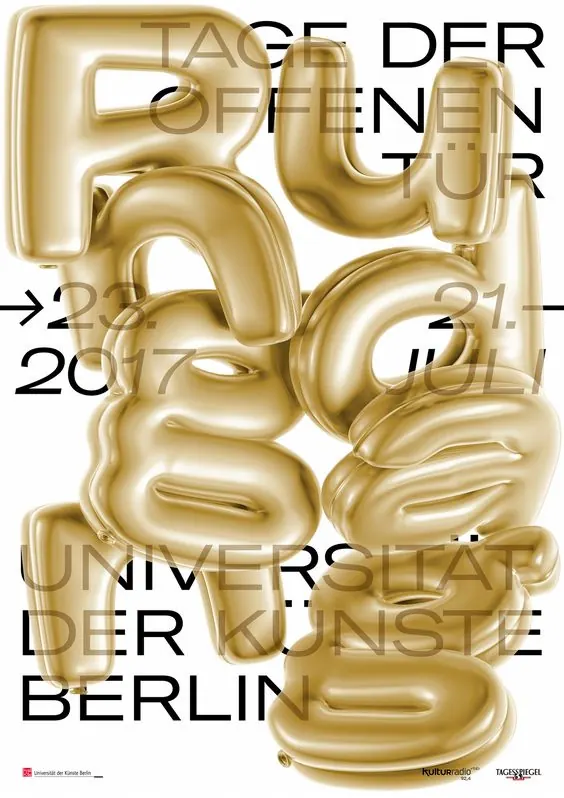 University of the Arts Berlin 2017 Logo, 3d-render, maximalist, high-contrast