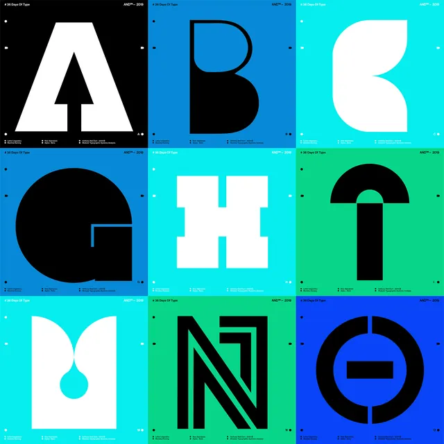 Geometric Alphabet Grid, minimal, geometric, vibrant