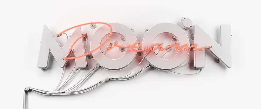 Abstract Metallic Wordmark, 3d-render, luxury, high-contrast