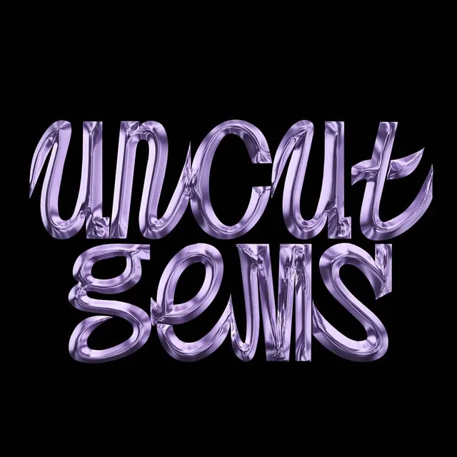 Uncut Gems Wordmark, 3d-render, maximalist, dark