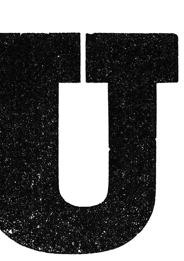 Monogram Letter U, brutalist, monochrome, monochrome