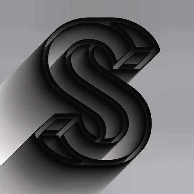 3D Isometric S Logo, 3d-render, geometric, monochrome