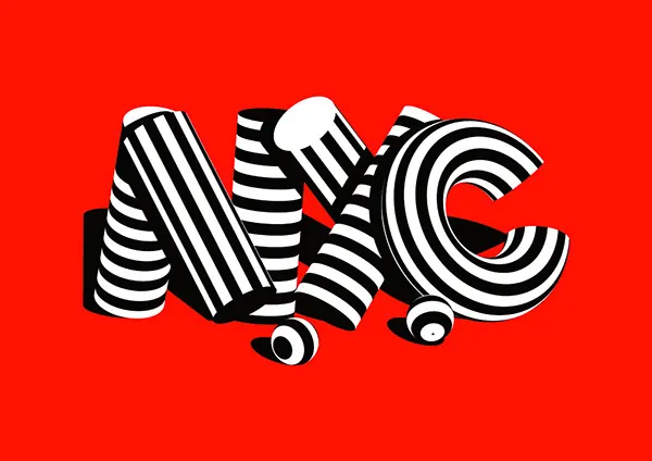 Abstract Striped Lettering, brutalist, maximalist, high-contrast