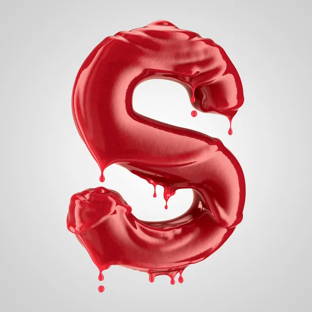 Liquid Red S Logo, organic, 3d-render, vibrant