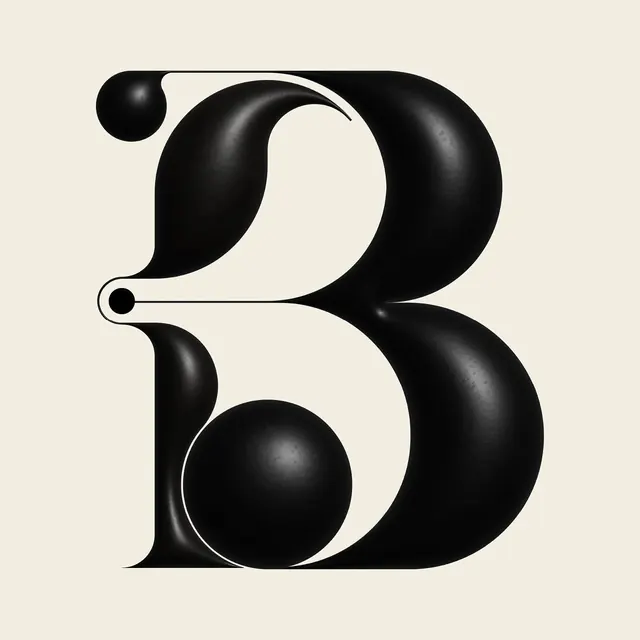 Stylized Letter B Monogram, minimal, geometric, monochrome