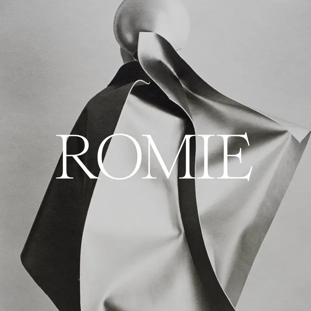 ROMIE Wordmark and Fabric Visual, minimal, luxury, monochrome
