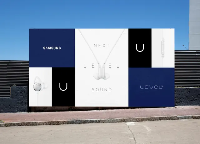 Samsung Level Sound Brand Identity, minimal, swiss, high-contrast