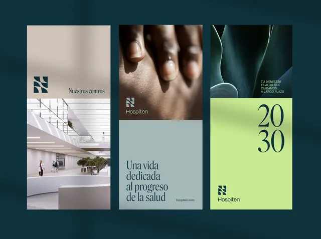 Hospiten healthcare identity system, minimal, corporate-clean, dark