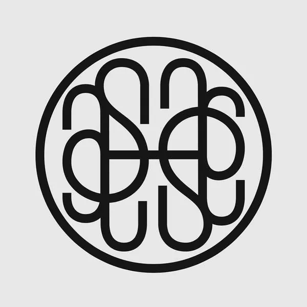 Geometric monogram with flowing line-art interlocks, minimal, line-art, dark