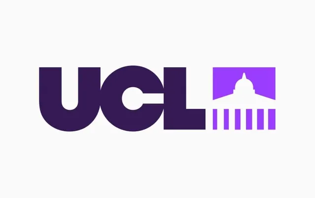 UCL university logo with dome icon, corporate-clean, geometric, light