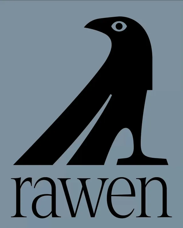 Raven logo, minimal, monochrome, dark