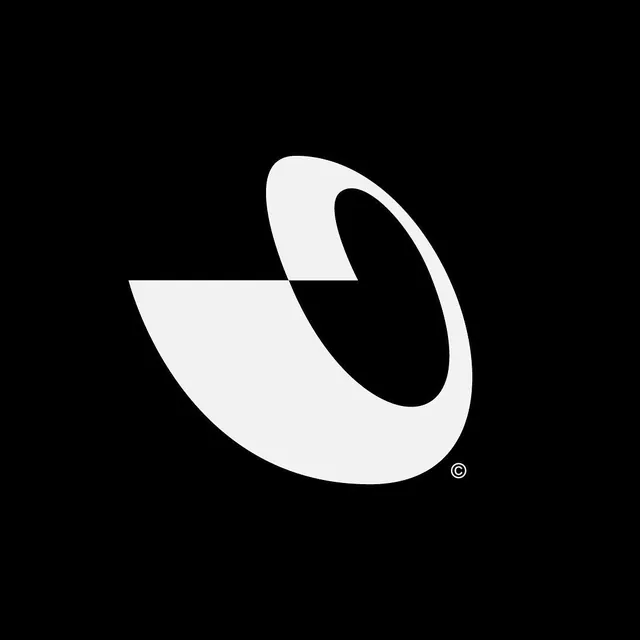 Curved abstract monoline logo, minimal, abstract, dark