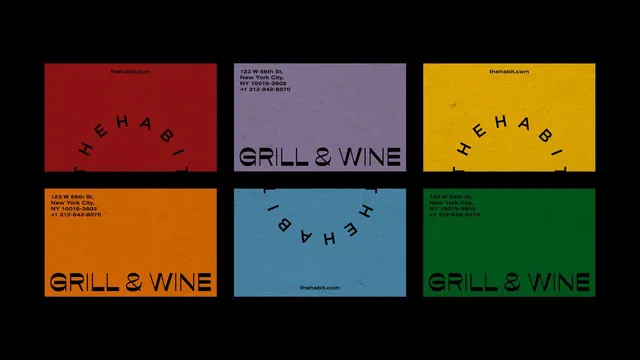 Thehabit color-blocked business cards, flat, geometric, warm