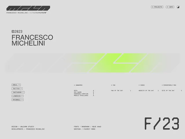 Corporate type specimen for Francesco Michelini, 2023, minimal, corporate-clean, light