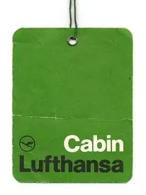 Lufthansa branded baggage tag, minimal, corporate-clean, cool