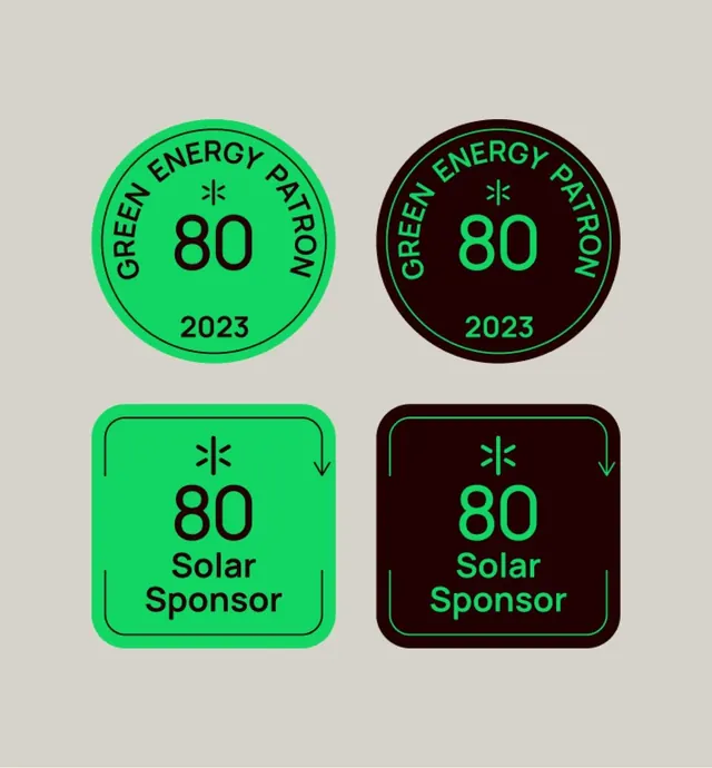 Green Energy sponsorship badge system, flat, geometric, dark